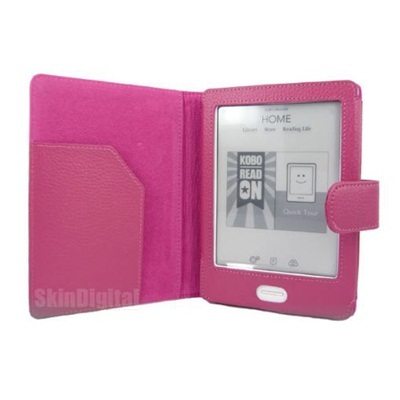 【クリックで詳細表示】Kobo eReader Touch Hot Pink Genuine Leather Case Cover/ ホットピンクの本革ケースカバー