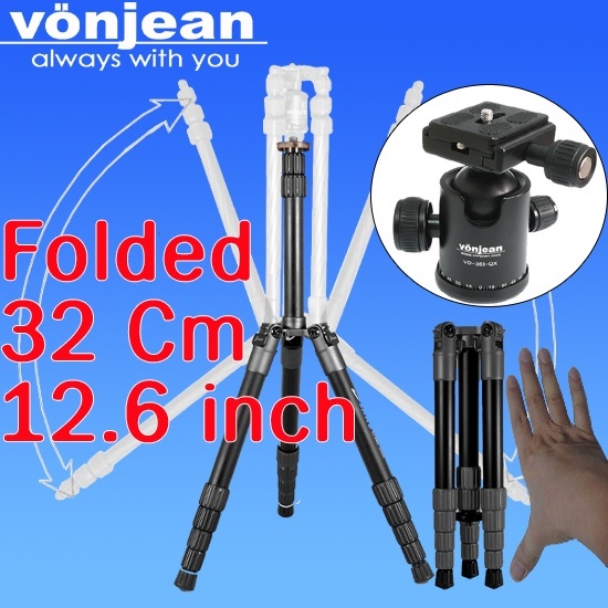 【クリックで詳細表示】vonjean VT552QBK BLACK Tripod ＋VD-363 head for DSLR camera カメラの 三脚 ブラック 展開値は、152Cm