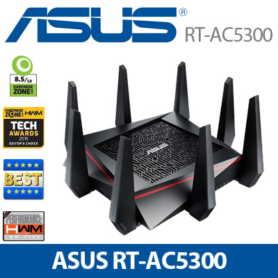 【クリックで詳細表示】ASUSASUS RT-AC5300 Router / AC5300 ultimate AC performance：1000＋2167＋2167 Mbps / 802.11a/b/g/n/ac / IPV4/6 / Antenna x 8 / 2.4GHz： up to 1000 Mbps / 5GHz： up to2167 Mbps / Local Warranty