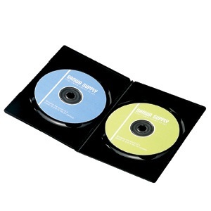 【クリックでお店のこの商品のページへ】サンワサプライ DVD-U2-30BK スリムDVDトールケース(2枚収納・ブラック)