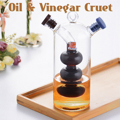 Buy Decorative 2 In 1 Glass Bottle Oil Vinegar Dispenser Oil And