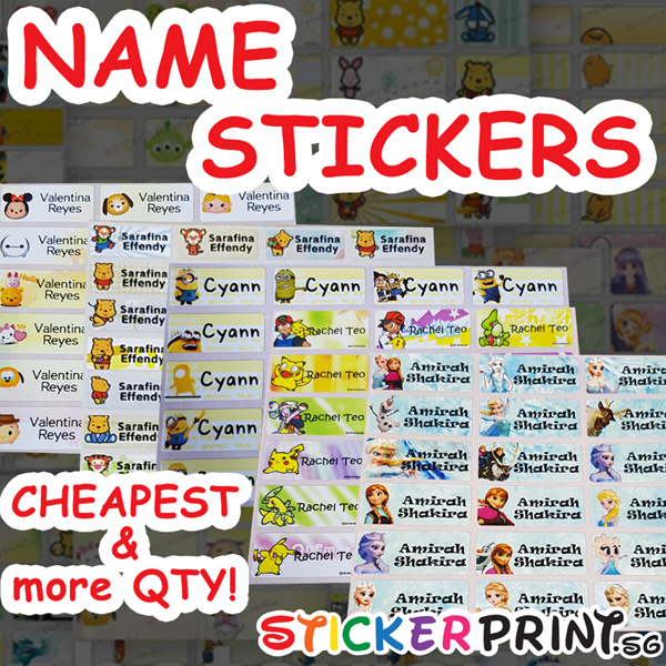 cartoon name stickers singapore