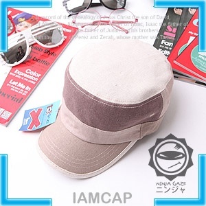 【クリックでお店のこの商品のページへ】[GAZE] Colorful Linen Vivid Military Cap (Brown) ＋ Free Gift [10283]