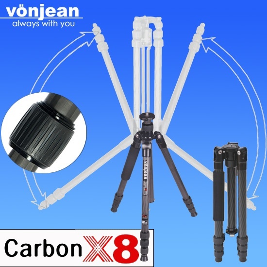 【クリックで詳細表示】vonjean VT-555X Traveler 8x carbon fiber tripod NO ballhead for DSLR camera カーボンファイバー三脚 ボルヘドゥ 別売