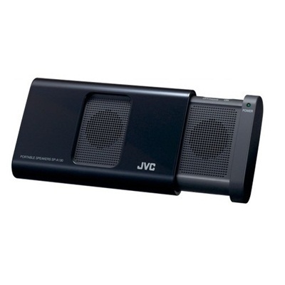 【クリックでお店のこの商品のページへ】JVC SP-A130-B iPodのSPA130ブラック用のJVC SP-A130-Bカラーマッチングポータブルステレオスピーカー