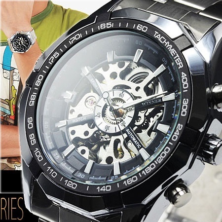 【クリックで詳細表示】[MAC]メンズ腕時計/3Dフルスケルトン自動巻き腕時計/ブラック[ru-AC-W-BCG89BK]重厚さと上品さを兼ね揃えたメンズ機械式モデル！腕時計 メンズ 自動巻き 男性用腕時計