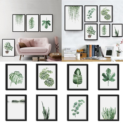 Qoo10 1 Pc Fresh Watercolor Green Plant Painting Living Room