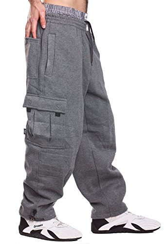 mens fleece cargo sweatpants