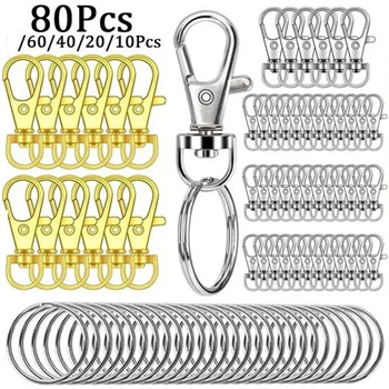 10/20/40/80PCS High Quality Metal Keychain Bulk Swivel Lanyard