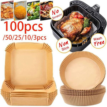 Air Fryer Disposable Aluminum Foil Liners, 20PCS Non-stick Air Fryer Liner  Oil-proof, Water-proof, Food Grade Cookware for Baking Roasting Frying