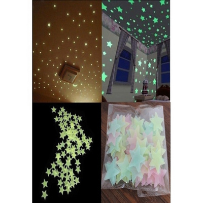 Qoo10 100pcs Home Wall Glow In The Dark Space Star