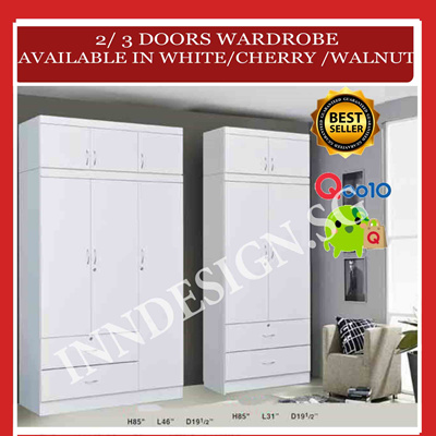 Qoo10 2 Doors 3 Doors Wardrobe White Cherry And Walnut Next