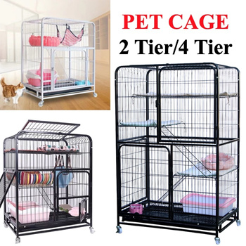 Two tier cat outlet cage