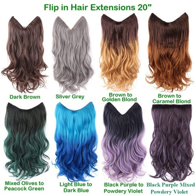 20 Ombre Dip Dye Flip In Secret Miracle Wire Hair Extensions Synthetic Curly Wave Hairpieces