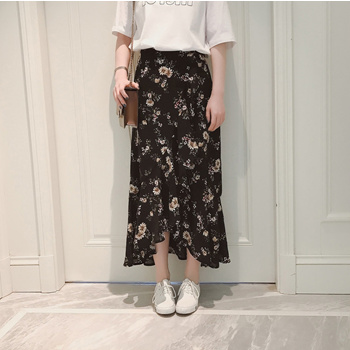 Qoo10 2017 Famous Korean Style Chiffon long Skirt lovely Skirt floral Sk. Women s Clothing