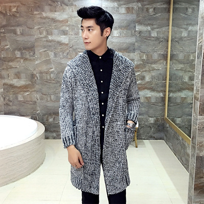 long hooded cardigan sweater mens