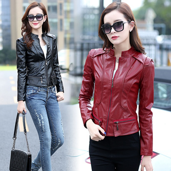 Red leather clearance coat women