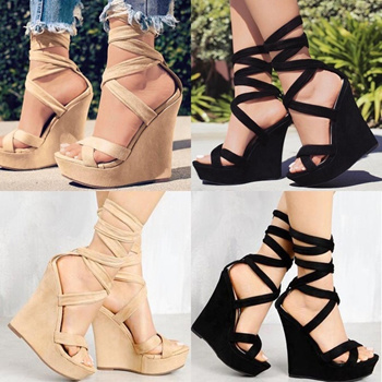 Wedges shoes sales with laces