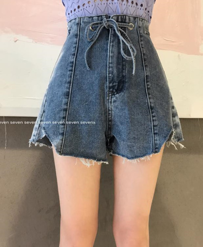 drawstring denim shorts