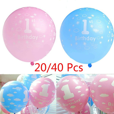 Qoo10 20pcs Baby 1st First Birthday Ballons Girl Boy Printed