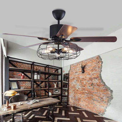 220v Retro Vintage Industrial Style Ceiling Fan Light Bar Restaurant Home Decor