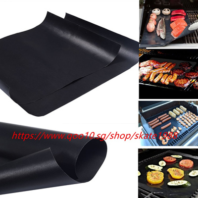 Qoo10 2pcs Set Ptfe Non Stick Bbq Grill Mat Barbecue Baking