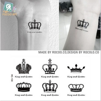 King Queen Tattoo Waterproof Male and Female Temporary Body Tattoo