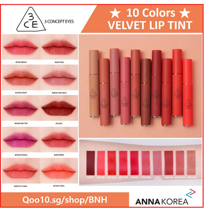 Qoo10 3ce Velvet Lip Tint Cosmetics