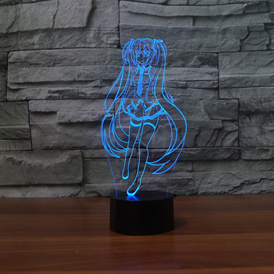 Qoo10 - 3D Anime Characters Table Lamp Cute Girl LED Night Light USB 7