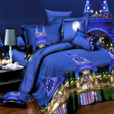 Qoo10 3d Night Light Eiffel Tower Bedding Duvet Cover Bedclothes