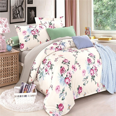 Qoo10 3pcs Pink Floral Bedding Sets For Girls King Size Women