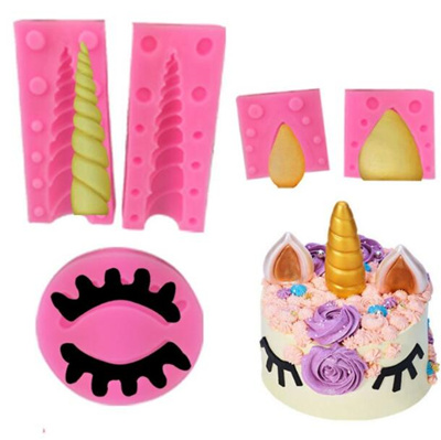 GOOTRADES 3D Unicorn Ear Eyes Silicone Mold Baking Tool Birthday Cake Fondant Sugarcraft