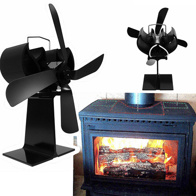 Qoo10 4 Blades Wood Stove Heat Powered Fan Ultra Quiet Fireplace