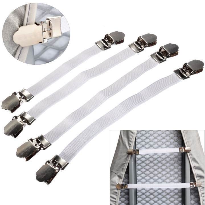 4 Ironing Board Cover Clip Fasteners Tight Fit Elastic Brace Ties Straps GripsGT 