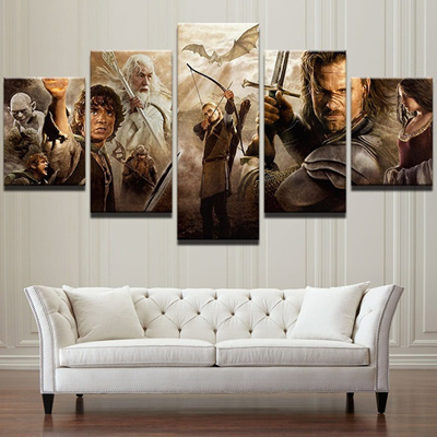 Qoo10 5 Panel Home Decor Lord Of The Rings Movie Characters Oil