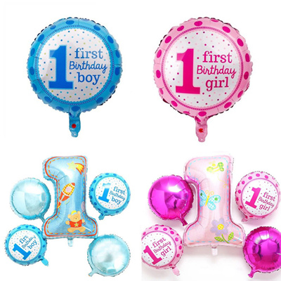 Qoo10 5pcs Baby 1st Birthday Balloons Blue Pink Foil Balloon Happy