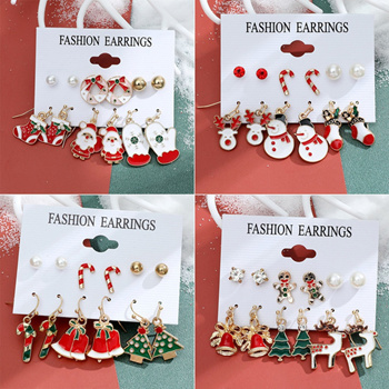 Qoo10 6 Pair Set Christmas Earrings for Women Winter Snowflake