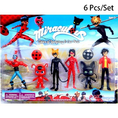 6 Pcslot Miraculous Ladybug And Cat Noir Juguetes Toy Doll