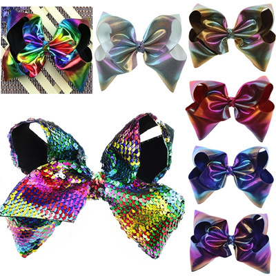 8 inches Large Ribbon Hair Bows With Alligator Clips For Big Girls Kids 12 pack