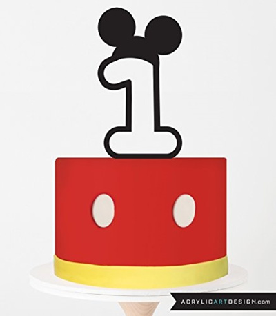 Qoo10 Acrylic Art Design Number One Mickey Mouse Cake Topper First