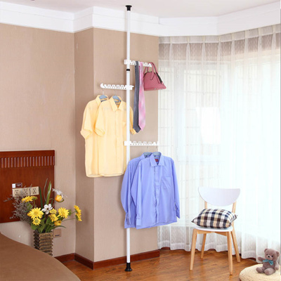 Adjustable Non Drill Hat Clothes Stand Space Saving Ceiling Rack Storage Stand Pole Wardrobe