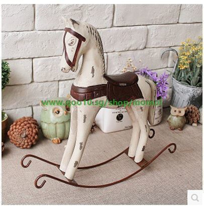 Qoo10 American Country Vintage Old Nordic Wooden Rocking Horse