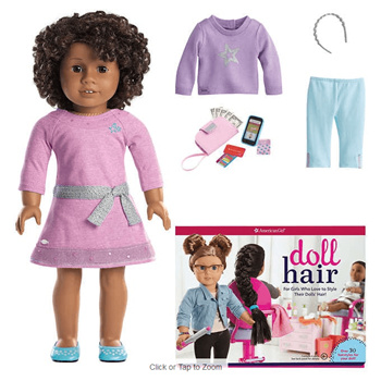 American Girl Truly Me Doll & Hairstyling Bundle - Short Light Brown Hair  with Brown eyes