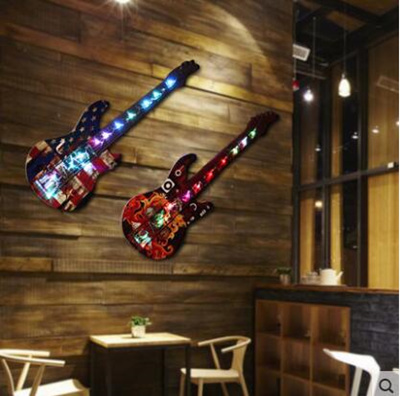 American Retro Led Lights Guitar Wall Wall Decorations Personalized Bar Wall Decorated Home Pendant