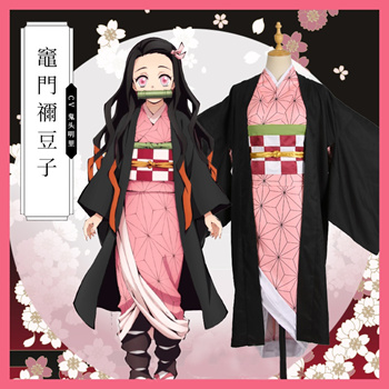 Kamado Nezuko Cosplay Costume Anime Demon Slayers Kimono Kimetsu