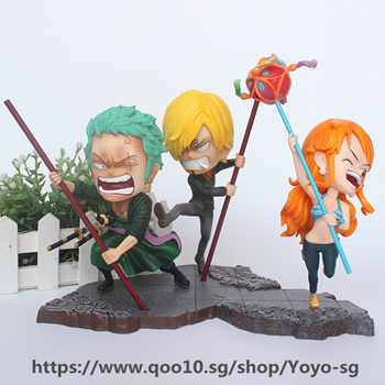 One Piece Q Version Figurine Statue Zoro Nami Luffy Model Doll