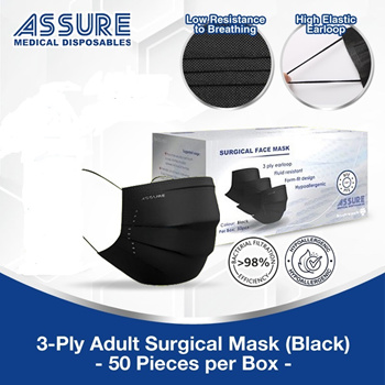 assure black surgical mask