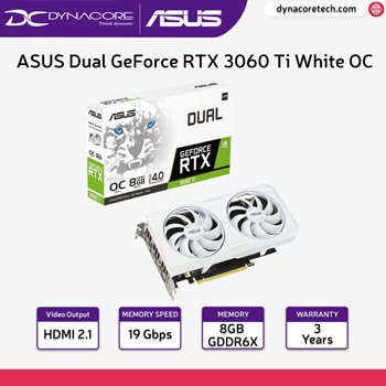 ASUS Dual GeForce RTX 3060 Ti White OC Edition 8GB GDDR6X, Graphics Card