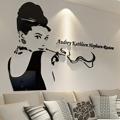 Audrey Hepburn 3d Wall Sticker Living Room Bedroom Tv Background Creative Decoration Stickers