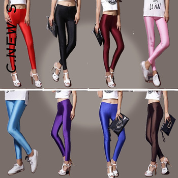 Qoo10 - authentic C.New S Women Shiny Pant Solid Color Casual Trousers  Legging : Women's Clothing